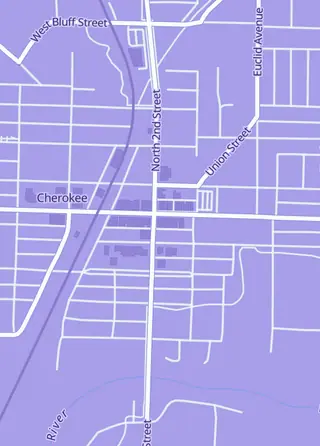 Street map around The Hollow Archive, Cherokee