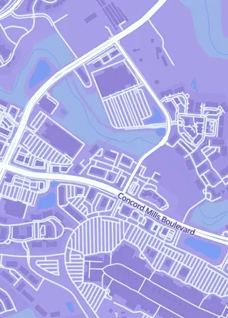 Street map around The Mighty Meeple, Concord