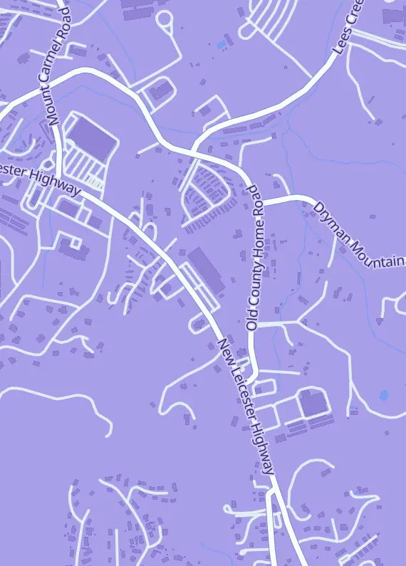 Street map around The Nerd Dungeon, 505 New Leicester Hwy, Asheville, NC