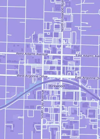 Street map around The Nerd Merchant, Kirkwood