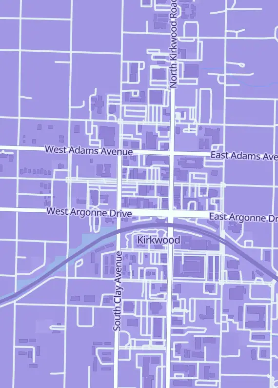 Street map around The Nerd Merchant, 124 W Jefferson Ave #107, Kirkwood, MO