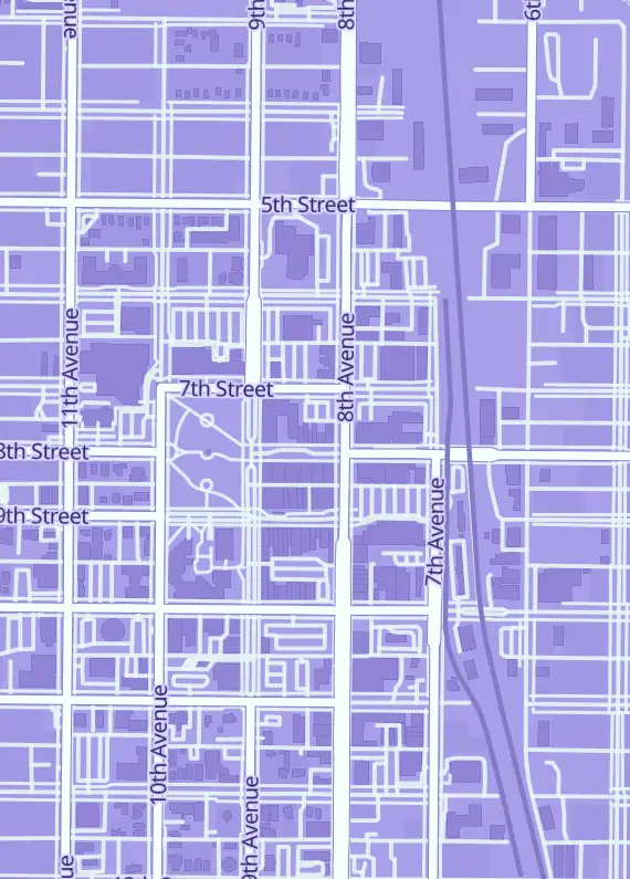 Street map around The Nerd Store, 807 8th St, Greeley, CO