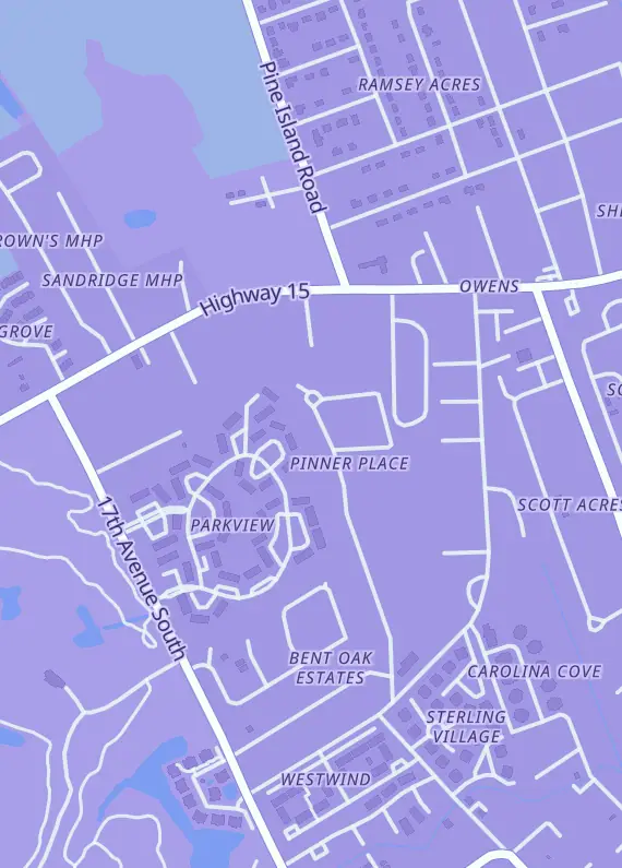 Street map around The Nerdporium, 983 Pinner Pl, Myrtle Beach, SC