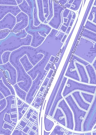Street map around The Nutrade, Austin