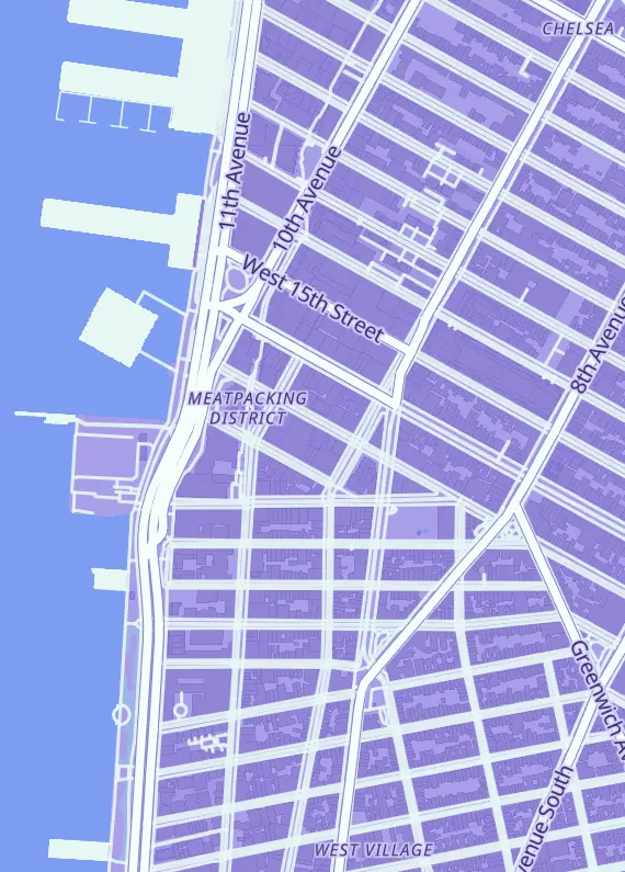 Street map around The Poke Court, 412 W 13th St, New York, NY
