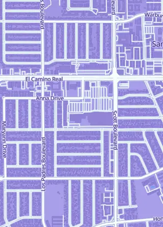 Street map around The Pop Plug, Santa Clara