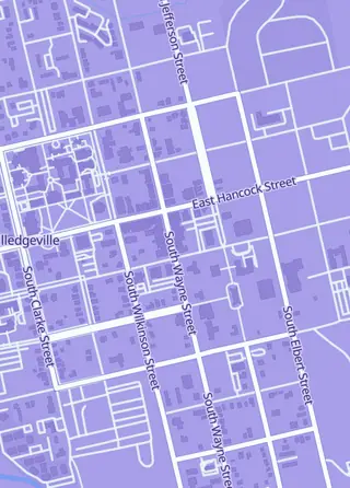 Street map around The Ript Zone, Milledgeville