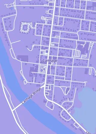 Street map around The Rogue and Raven, Carthage
