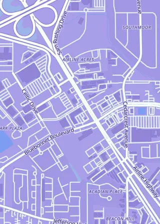 Street map around The Rogue Games, Baton Rouge