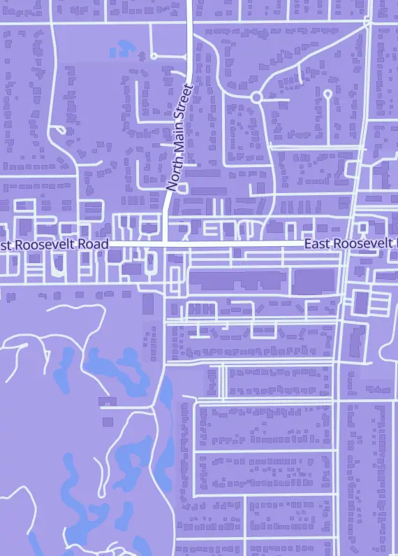 Street map around The Sandlot Sports Cards and Memorabilia, 529 Roosevelt Rd, Glen Ellyn, IL