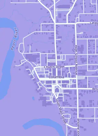 Street map around The Southern Geeks, Columbia