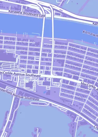 Street map around The TCG Spot, Charleston
