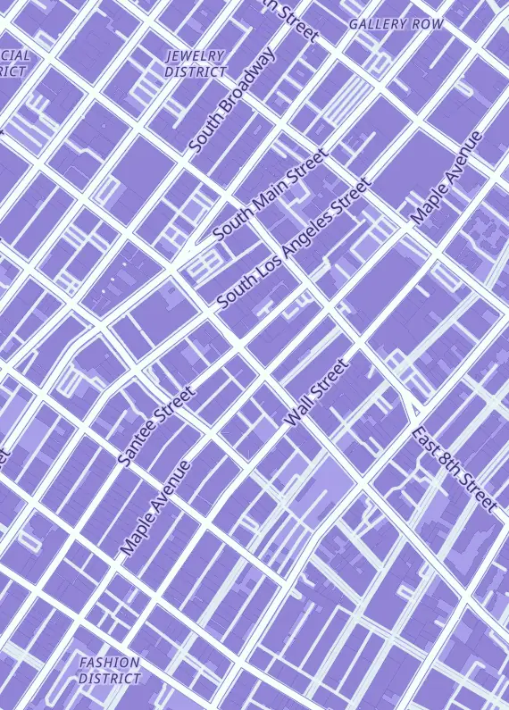 Street map around The Toys Squad, Los Angeles, CA