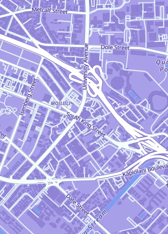 Street map around The Vending Series by Aloha Card Shop, 2600 S King St, Honolulu, HI