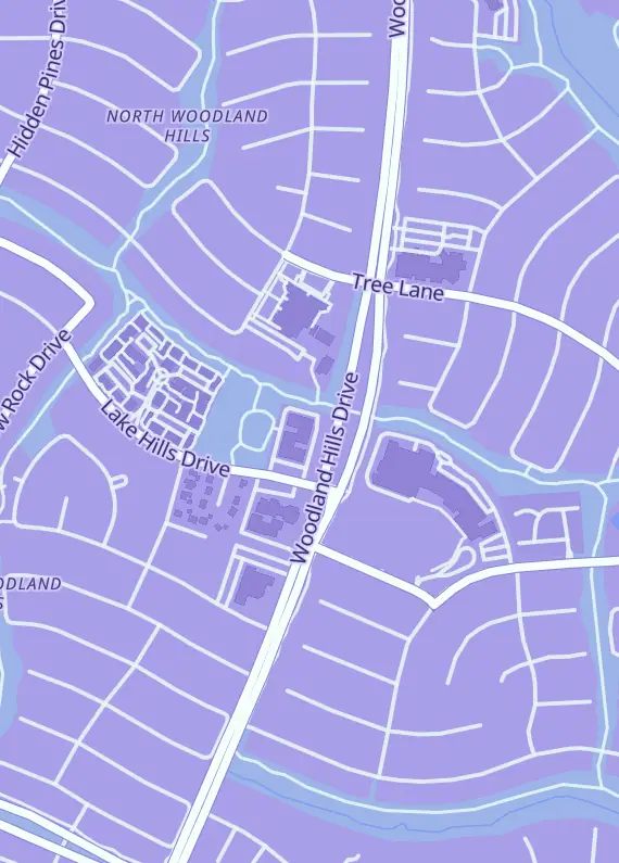 Street map around The Wandering Mystic Games and Crystals, 3033 Woodland Hills Dr, Kingwood, TX