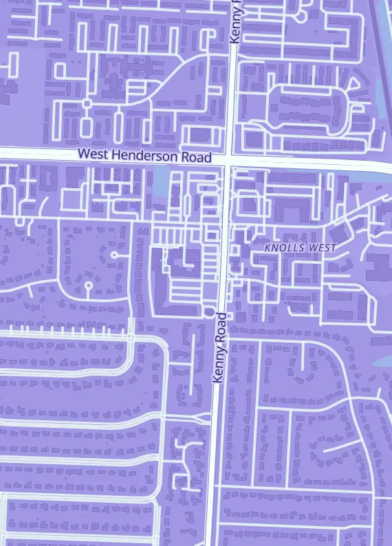 Street map around The Warp Gate, 4499 Kenny Rd, Columbus, OH