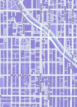 Street map around The Wizard's Chest, Denver