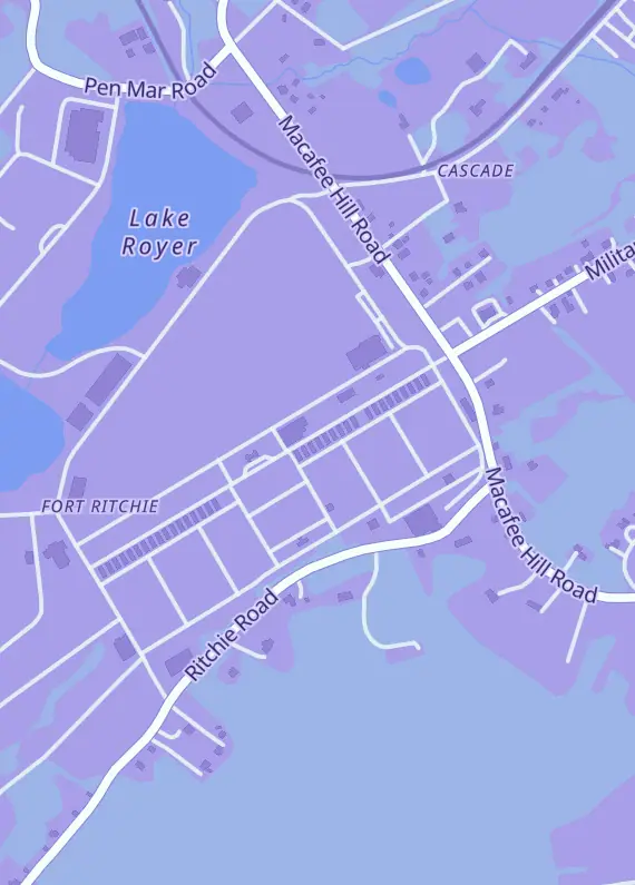 Street map around ThePinkRoom Cards and Collectables, 14414 Argonne Ave, Cascade, MD