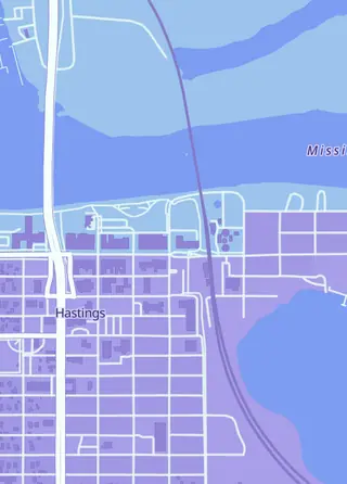 Street map around Tippy's Collectibles, Hastings