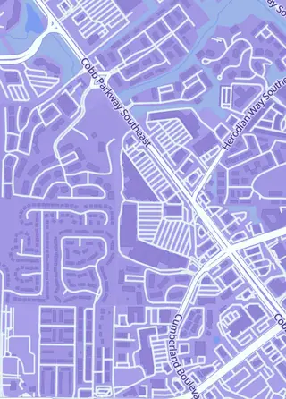 Street map around Titan Games and Comics, Smyrna