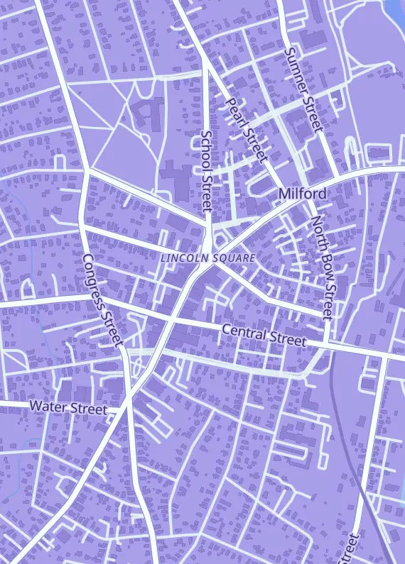 Street map around TJ Collectibles, 160 Main St, Milford, MA