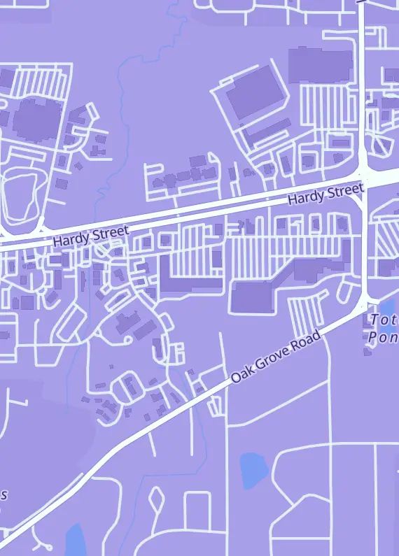 Street map around Top Tier Board Games, 4700 Hardy St L, Hattiesburg, MS