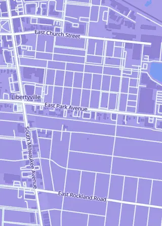 Street map around Toy Court, Libertyville