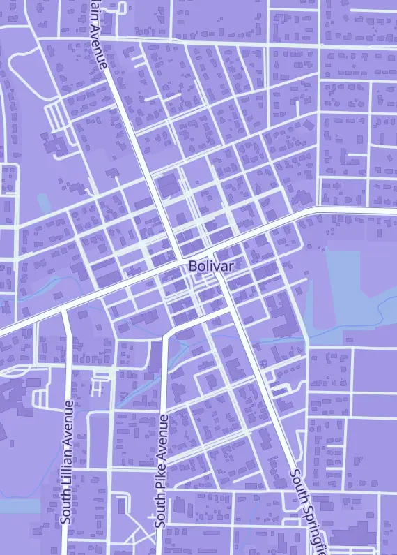 Street map around Toys R Ross, LLC, 110 E Jackson St, Bolivar, MO