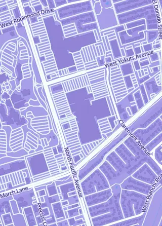Street map around Toyzhut, Stockton