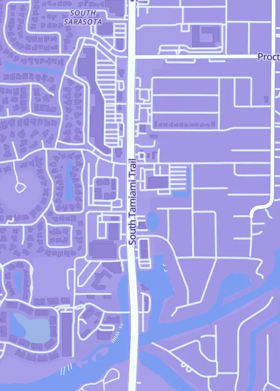 Street map around Trade Guru Trading Cards and Collectibles, 5043 S Tamiami Trl, Sarasota, FL