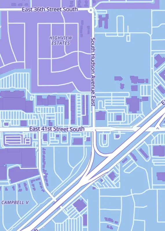 Street map around Trade Routes, 5625 E 41st St, Tulsa, OK