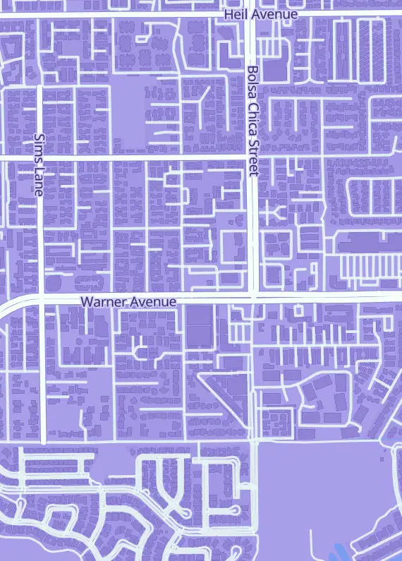 Street map around Trainer Center HB, 4911 Warner Ave #210, Huntington Beach, CA