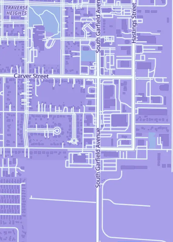 Street map around Treysian's Treasures, 1214 1/2 S Garfield Ave, Traverse City, MI