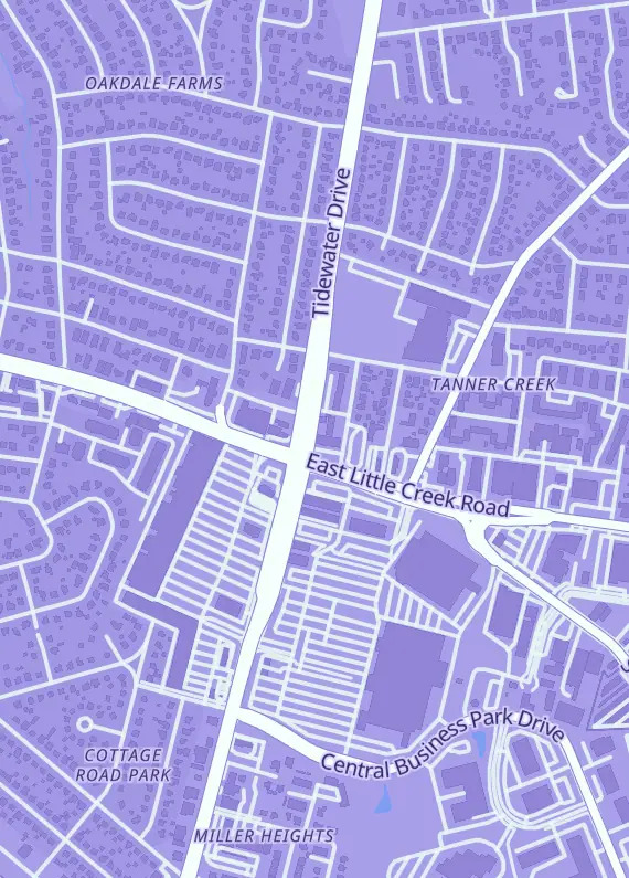 Street map around Trilogy Comics, 700 E Little Creek Rd, Norfolk, VA