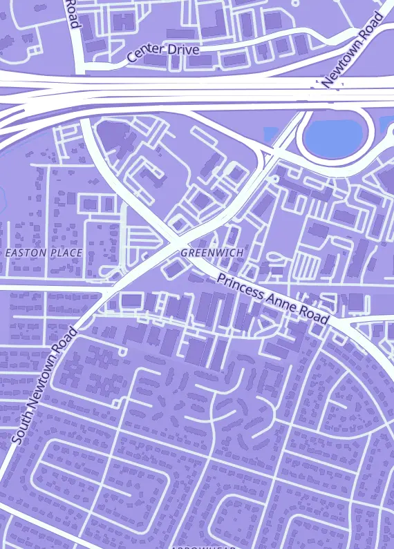 Street map around Trilogy Comics, 5773 Princess Anne Rd, Virginia Beach, VA