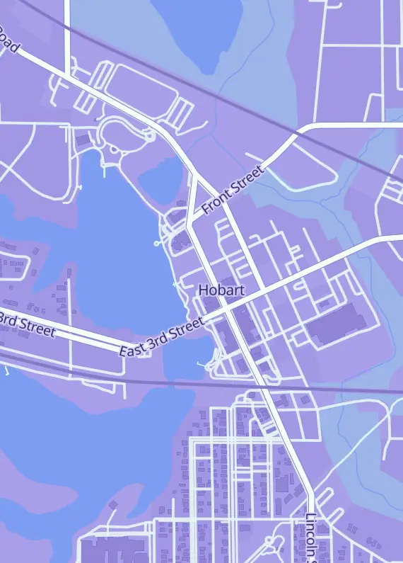 Street map around Underground Case Breaks, 206 Main St Ste 1A, Hobart, IN