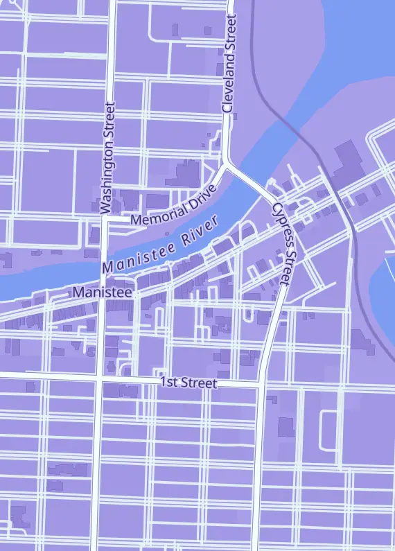 Street map around Up North Collectors, 339 River St, Manistee, MI