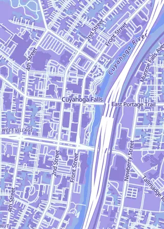 Street map around Watsontcg, Cuyahoga Falls