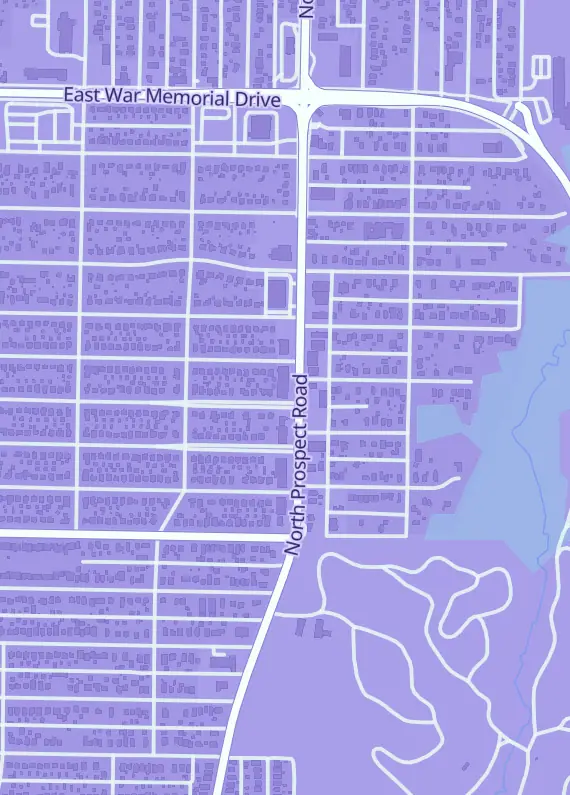 Street map around Wendy's Creative Collections and Coins, 3223 N Prospect Rd, Peoria, IL
