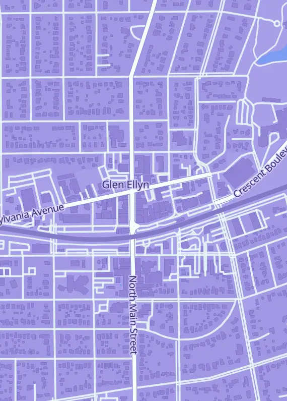 Street map around Whitney Collectibles & Sales, 485 N Main St D, Glen Ellyn, IL