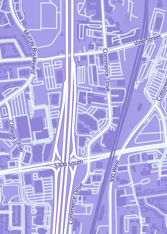Street map around Wizards of the West, 5280 S Commerce Dr E195, Murray, UT