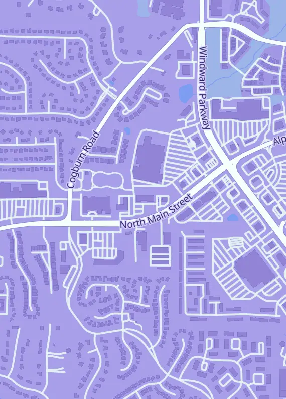 Street map around wolcow gaming, 800 N Main St Ste 210, Alpharetta, GA