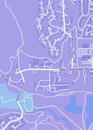 Street map around Wolfs Tale Games, Loveland