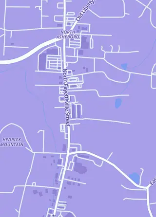 Street map around WonderBazarTCG, Asheboro