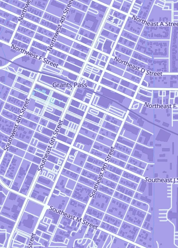 Street map around Wonderland Games, 219 SE H St, Grants Pass, OR